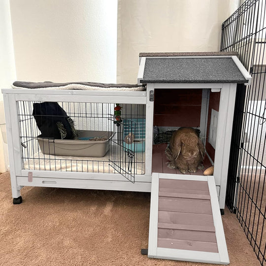Suumerpety AIR24 Rabbit Hutch Bunny Cage Guinea Pig House with Wheels