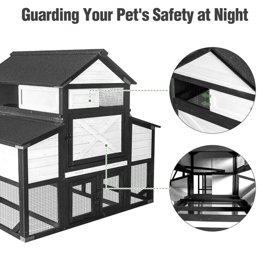 MEDEHOO 118" Outdoor Large Chicken Coop with Run for 8-10 Chickens-AIR46-M