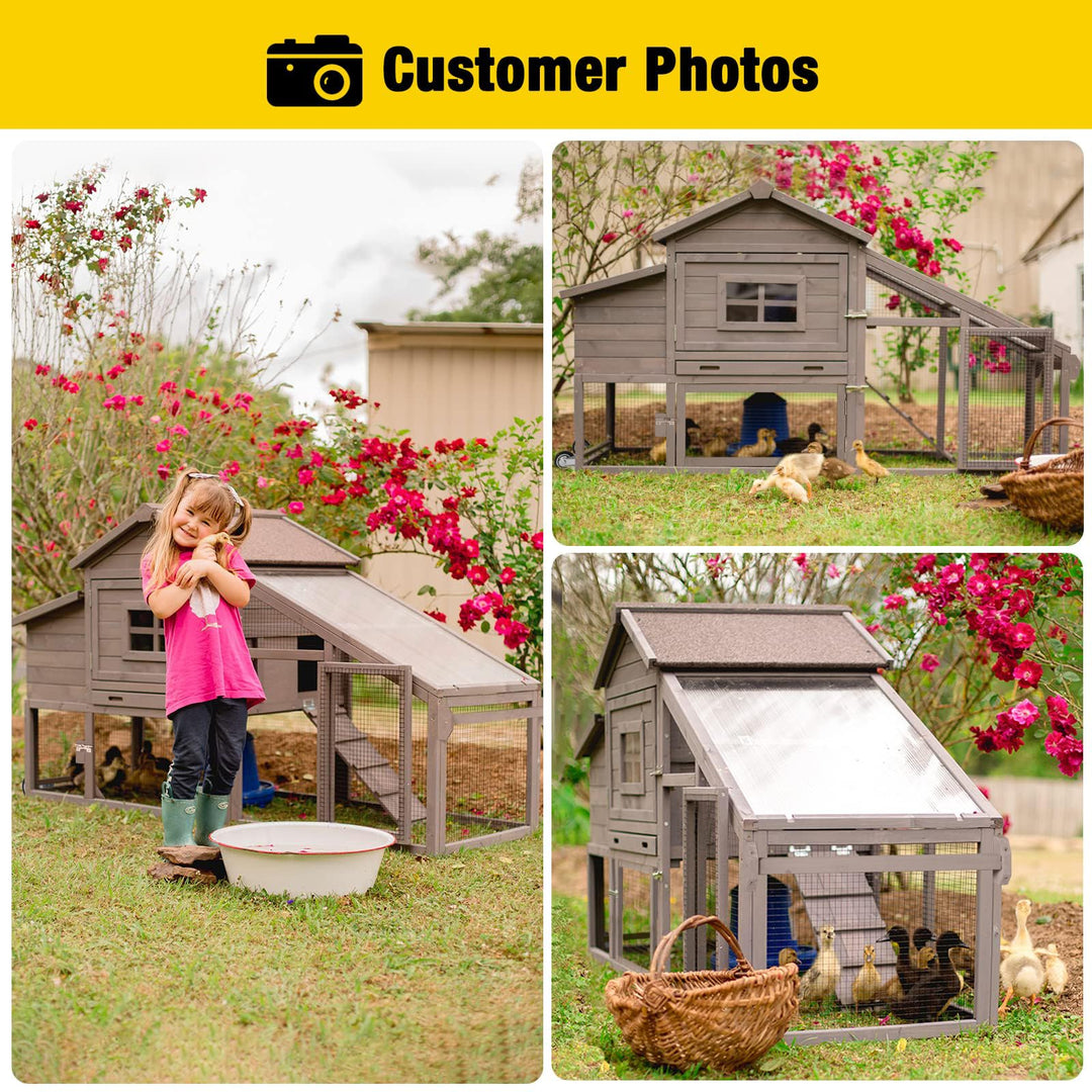MEDEHOO 69“ Chicken Coop Mobile Hen Coop Large Poultry Cage with Wheels Outdoor