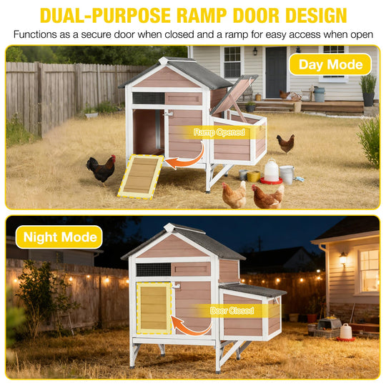 MEDEHOO AIR7020 Chicken Coop for 2 Chickens Home Ues Outdoor Small Wooden Chicken House with Expandable Run for Poultry Duck Coop Pull Out Tray Quail Cage,Hen Habitat