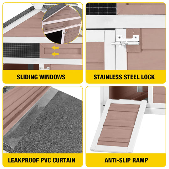 MEDEHOO AIR7020 Chicken Coop for 2 Chickens Home Ues Outdoor Small Wooden Chicken House with Expandable Run for Poultry Duck Coop Pull Out Tray Quail Cage,Hen Habitat