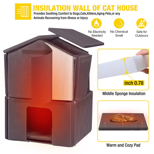 Aivituvin-AIR94-IN Outside Insulated Cat House for Winter| Soft Liner| Two Storey