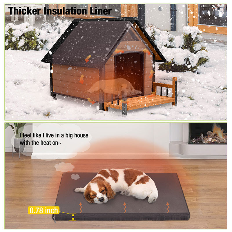 Wooden Dog House with Insulation, Waterproof Roof & Chew-Resistant