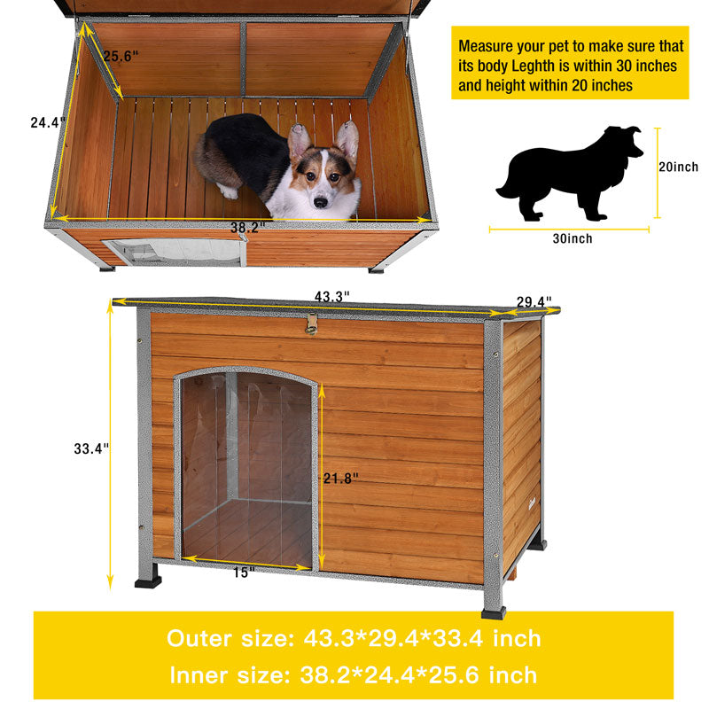 Morgete Wooden Dog House Anti-chewing Kennels for Outdoor & Indoor, Off-White Large