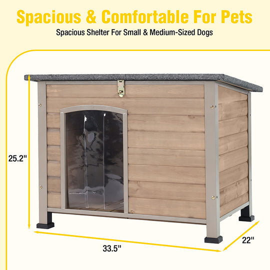 Aivituvin Heated Outdoor Dog House AIR73/74/75/76-IN-HP, 33.5"L/43.3"L Metal Frame, Removable Liner and Heating Pad