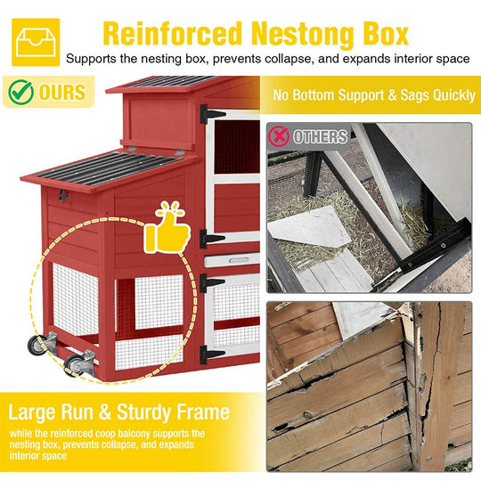 Aivituvin Mobile Chicken Tractor AIR61, Chicken Coops on Wheels for 2-3 Chickens, 18.49ft²