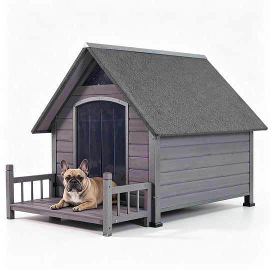 Aivituvin Outdoor Dog House AIR80/81/87, 32.9"L/37.4"L, Porch Design, Iron Frame