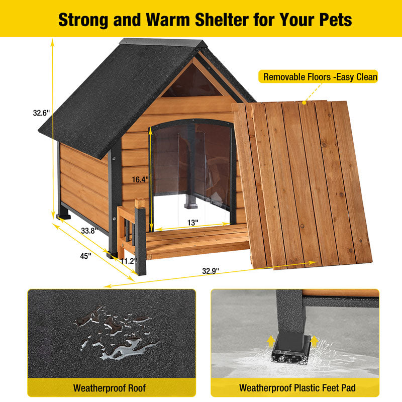 Aivituvin-AIR80/81-IN-HP 32.9"L/37.4"L Large Heated Dog House with Heating Pad | Insulation Liner