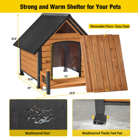Aivituvin-AIR80/81-IN-HP 32.9"L/37.4"L Large Heated Dog House with Heating Pad | Insulation Liner