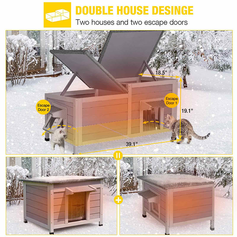 Aivituvin Insulated Wooden Cat House with Soft Liner : Waterproof Roof