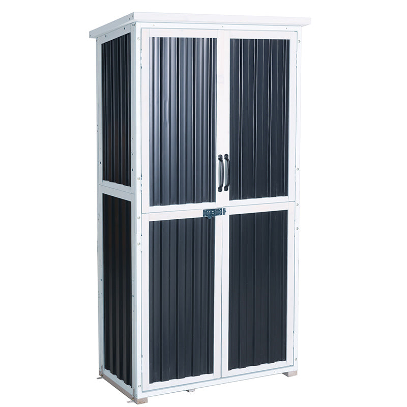 Aivituvin Plastic Garden Storage AIR7012-P, Outdoor Shed with Metal Frame