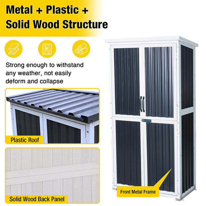 Aivituvin Plastic Garden Storage AIR7012-P, Outdoor Shed with Metal Frame
