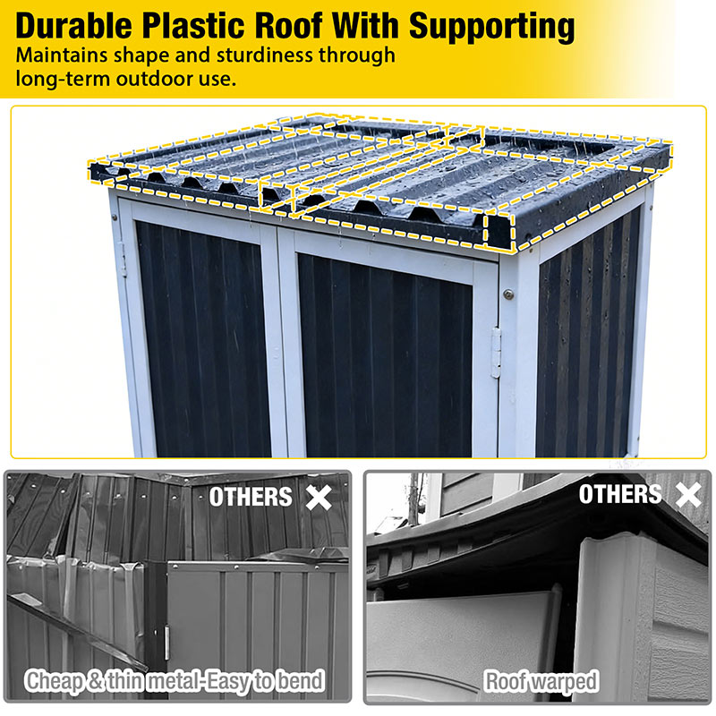 Aivituvin Plastic Garden Storage AIR7012-P, Outdoor Shed with Metal Frame