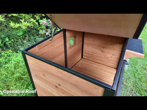 Aivituvin Heated Wooden Dog House AIR7021-IN-HP, 39.7"L/60"L Insulated Liner, Metal Frame