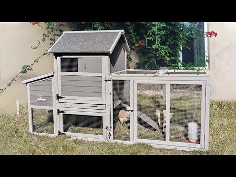 Aivituvin Chicken Tractor AIR27, Wooden Chicken House for 2-4 Hens, 23.03ft²