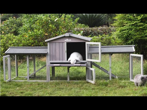Aivituvin Extra Large Rabbit Hutch AIR04-B, Rabbit House with Run, 9.6ft²