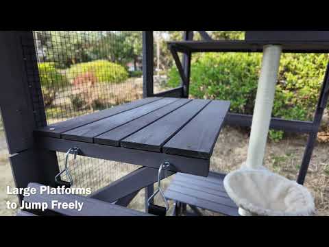 Aivituvin Large Cat Enclosure AIR7017, 104.33" Wooden Outdoor Cat Run with Open-Back Design
