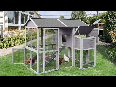 Aivituvin Large Chicken Coop AIR48, Chicken House with Large Run for 6–8 Chickens
