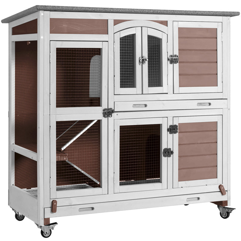 Aivituvin 2-Story Rabbit Hutch With Stand - Indoor Bunny Cage For Rabbits & Small Pets