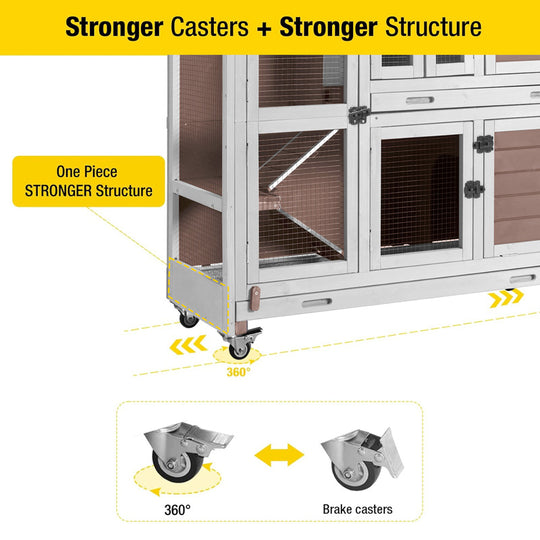 Aivituvin-AIR06-C 2 Story Rabbit Hutch On Wheels (Inner Space 8.32 ft²)