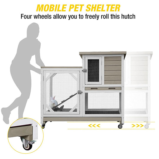 Aivituvin-XZ7001 Large Indoor Rabbit Hutch with Pull out Tray(No Wire Mesh on the Tray)