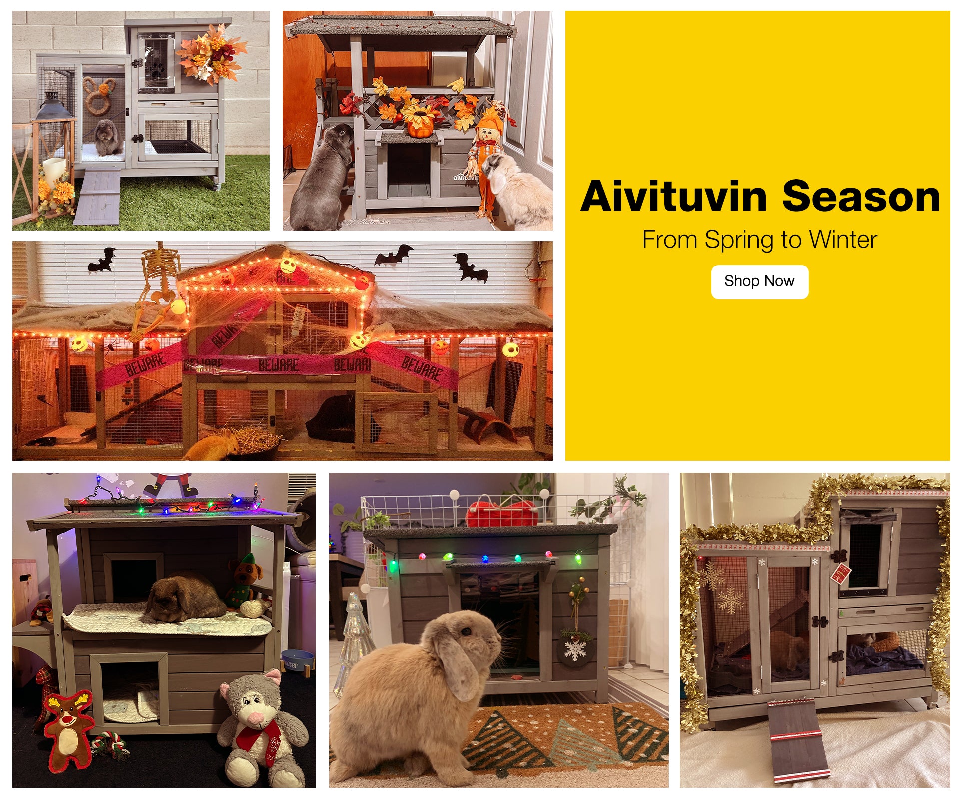 Aivituvin Outdoor Rabbit Hutch | Wire Bottom Rabbit Cage