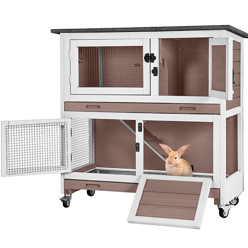 Aivituvin-AIR77 Outdoor Indoor Bunny Hutch With Wheels
