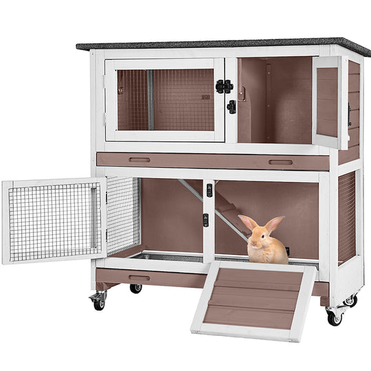 Aivituvin-AIR77 Outdoor Indoor Bunny Hutch With Wheels