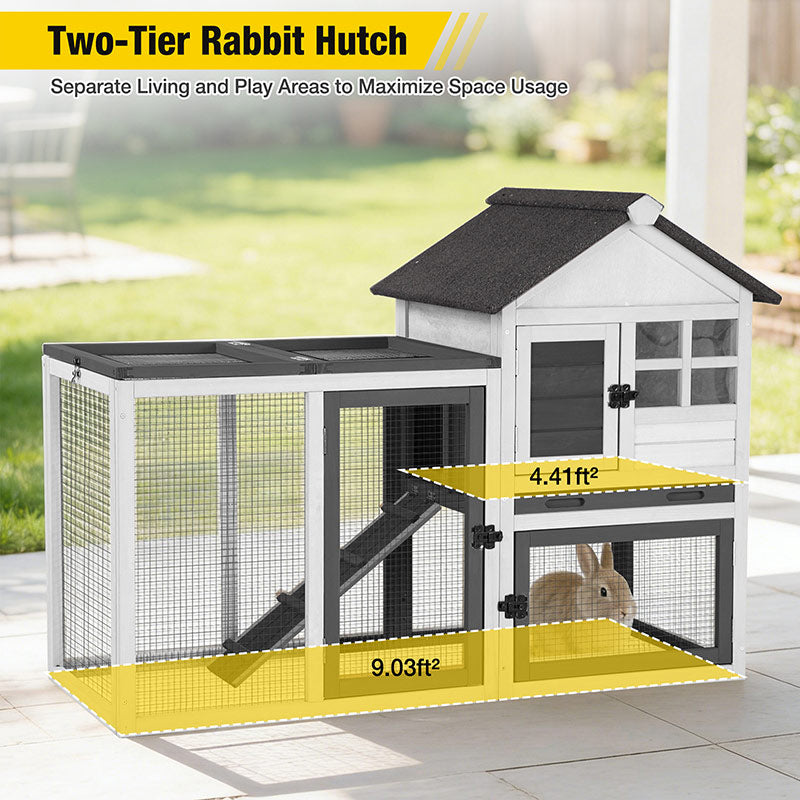 Aivituvin Large Outdoor Rabbit Hutch XZ7002, No Wire Mesh Above the Tr