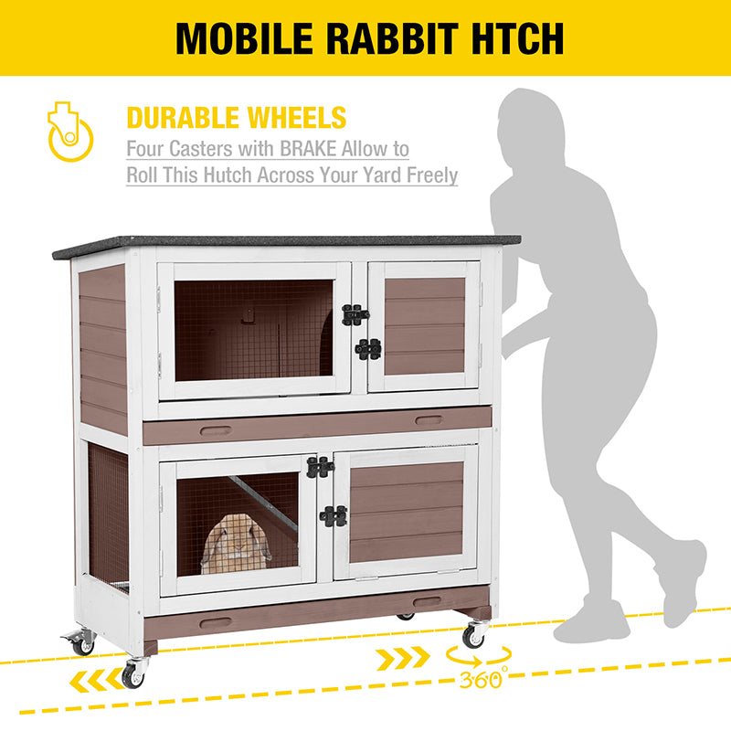 Aivituvin-AIR77 Outdoor Indoor Bunny Hutch With Wheels