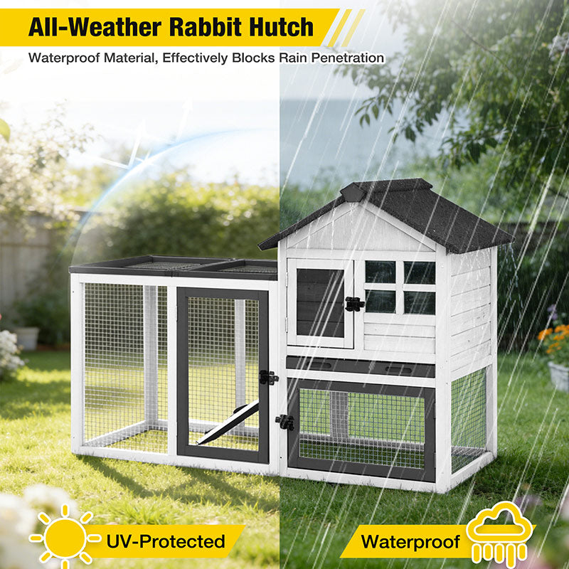 Aivituvin Large Outdoor Rabbit Hutch XZ7002, No Wire Mesh Above the Tray