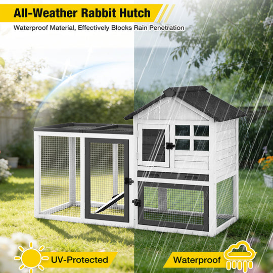 Aivituvin Large Outdoor Rabbit Hutch XZ7002, No Wire Mesh Above the Tray