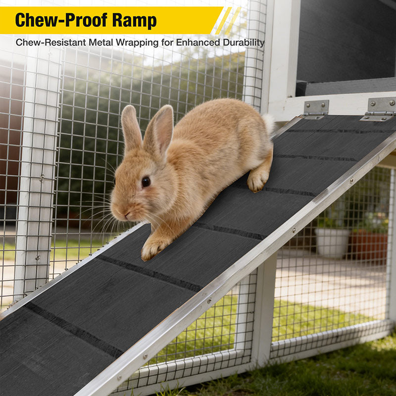 Aivituvin Large Outdoor Rabbit Hutch XZ7002, No Wire Mesh Above the Tray