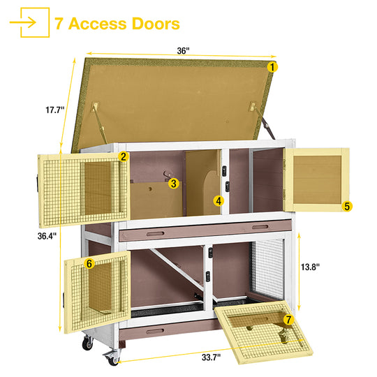 Aivituvin-AIR77 Outdoor Indoor Bunny Hutch With Wheels