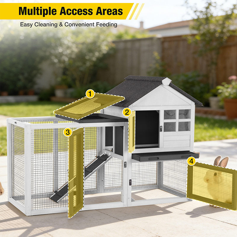 Aivituvin Large Outdoor Rabbit Hutch XZ7002, No Wire Mesh Above the Tray