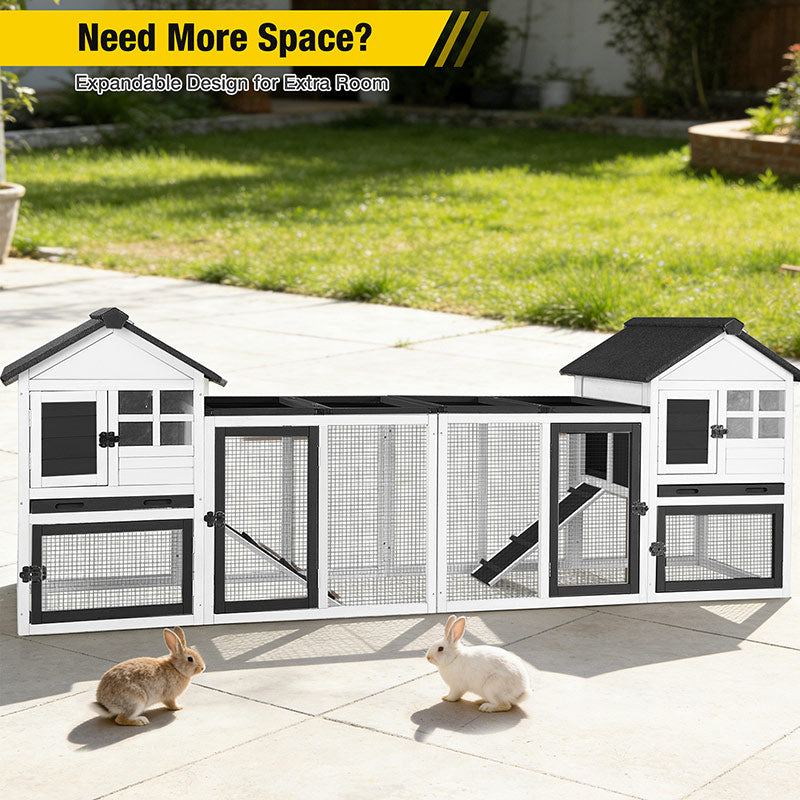 Aivituvin Large Outdoor Rabbit Hutch XZ7002, No Wire Mesh Above the Tray