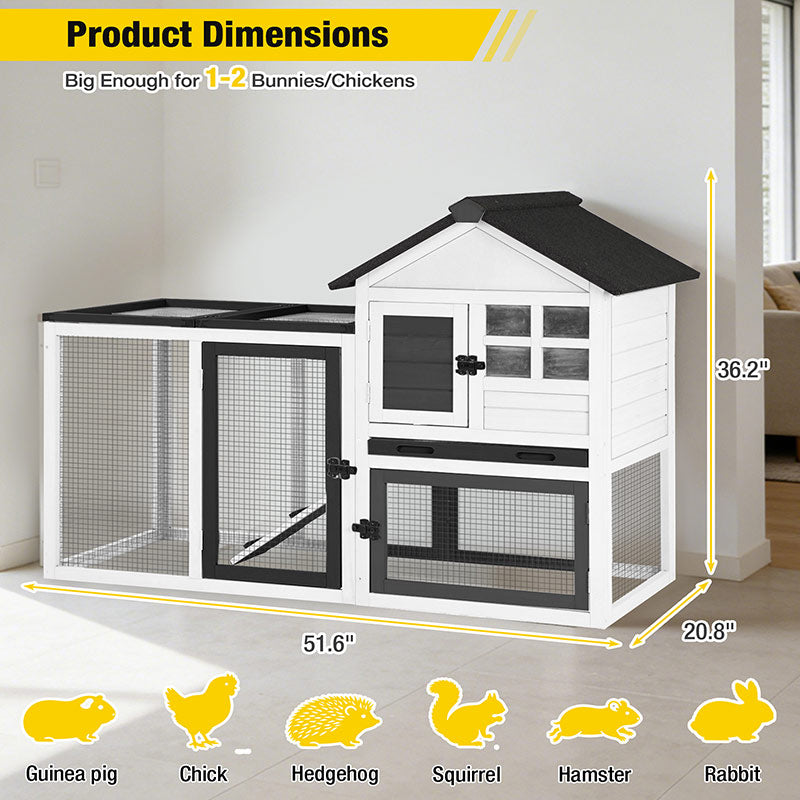 Aivituvin Large Outdoor Rabbit Hutch XZ7002, No Wire Mesh Above the Tr