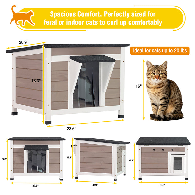 Aivituvin Insulated Outdoor Cat House AIR12-WBR-IN, Weatherproof Feral Cat Shelter with Removable Liner