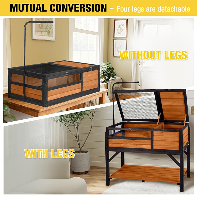 Aivituvin-AIR21 AIR70 Wooden Tortoise House | Large Turtle Habitat