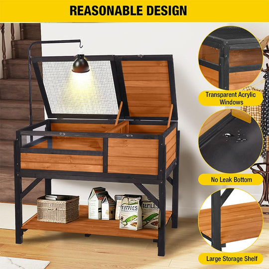 Aivituvin-AIR21 AIR70 Wooden Tortoise House | Large Turtle Habitat