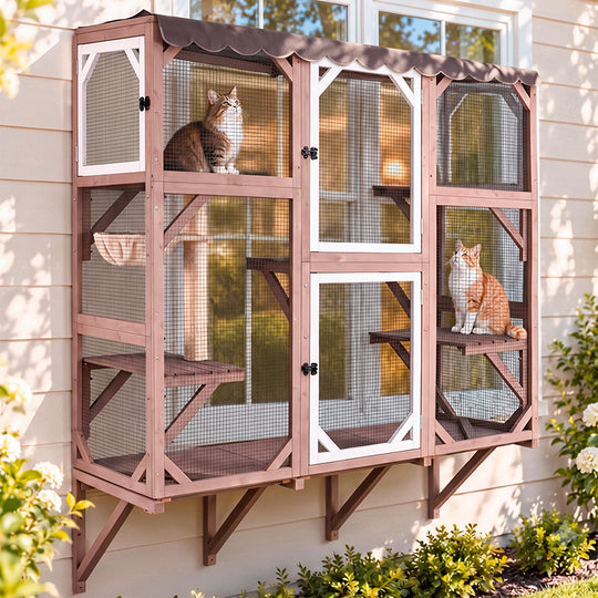 Aivituvin Large Window Cat Catio AIR7016-WC/L, 68" Waterproof Outdoor Cat Enclosure