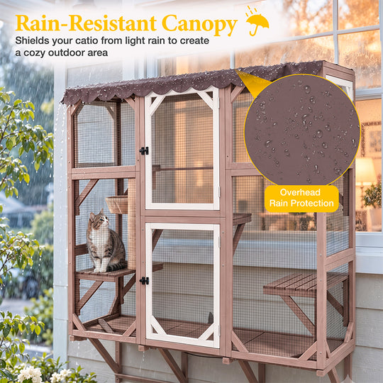 Aivituvin Large Window Cat Catio AIR7016-WC/L, 68" Waterproof Outdoor Cat Enclosure