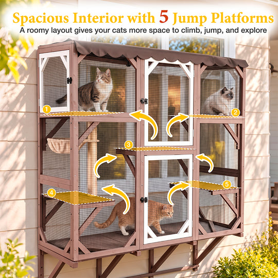 Aivituvin Large Window Cat Catio AIR7016-WC/L, 68" Waterproof Outdoor Cat Enclosure