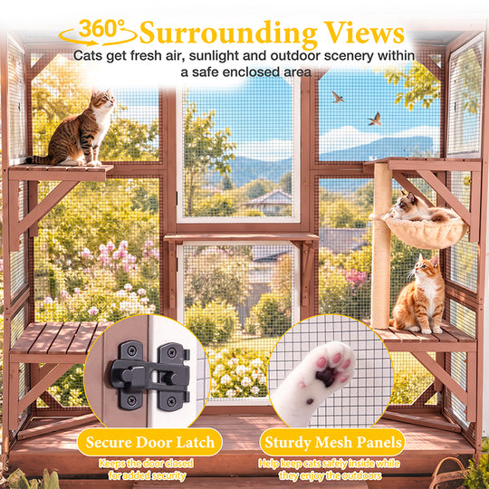 Aivituvin Large Window Cat Catio AIR7016-WC/L, 68" Waterproof Outdoor Cat Enclosure