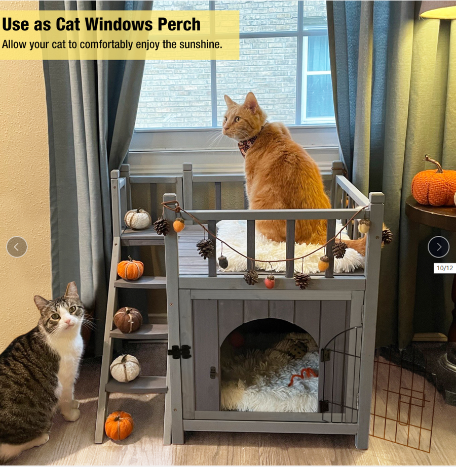 Aivituvin-AIR08-B Outdoor Dog/Cat House, Indoor Cat House (Litter Box and Bed Allowed)