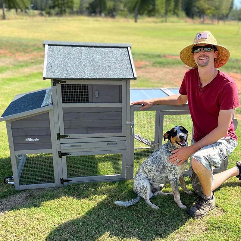 Aivituvin Chicken Tractor AIR27, Wooden Chicken House for 2-4 Hens, 23.03ft²