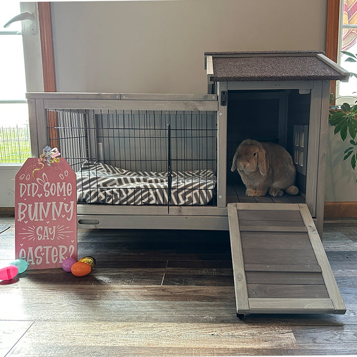 Aivituvin Bunny Cage Wooden Rabbit Hutch