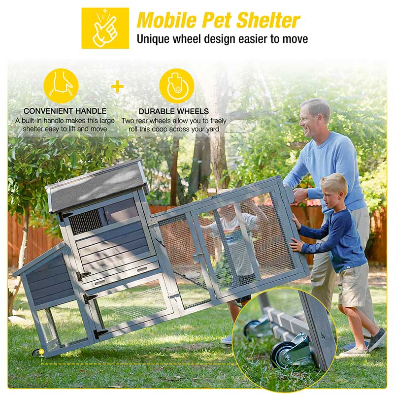 Aivituvin Chicken Tractor AIR27, Wooden Chicken House for 2-4 Hens, 23.03ft²