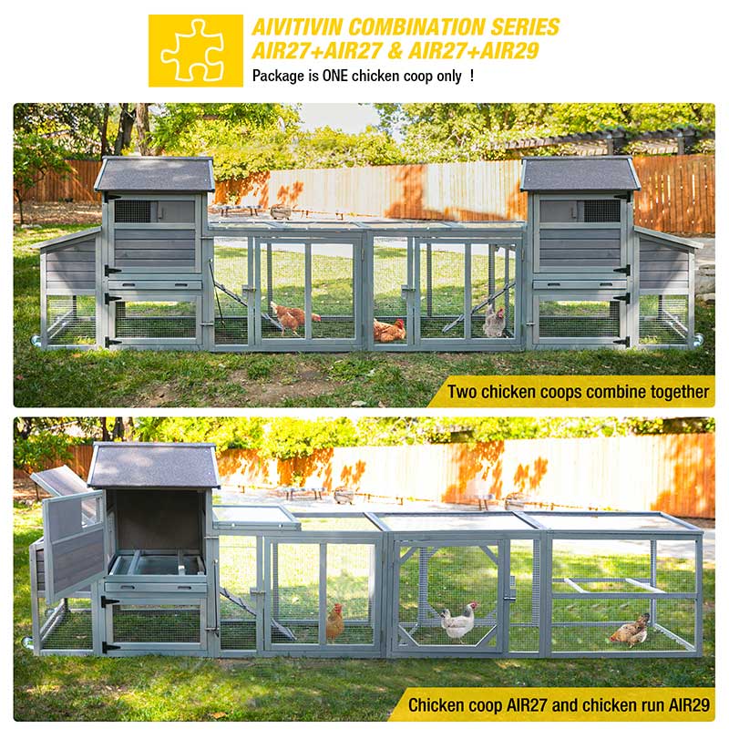 Aivituvin Chicken Tractor AIR27, Wooden Chicken House for 2-4 Hens, 23.03ft²