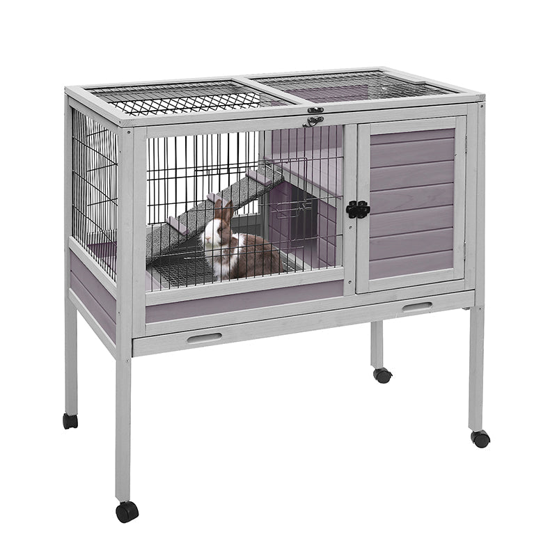 Morgete Rabbit Hutch Bunny House on Wheels Hamster Cage with Tray